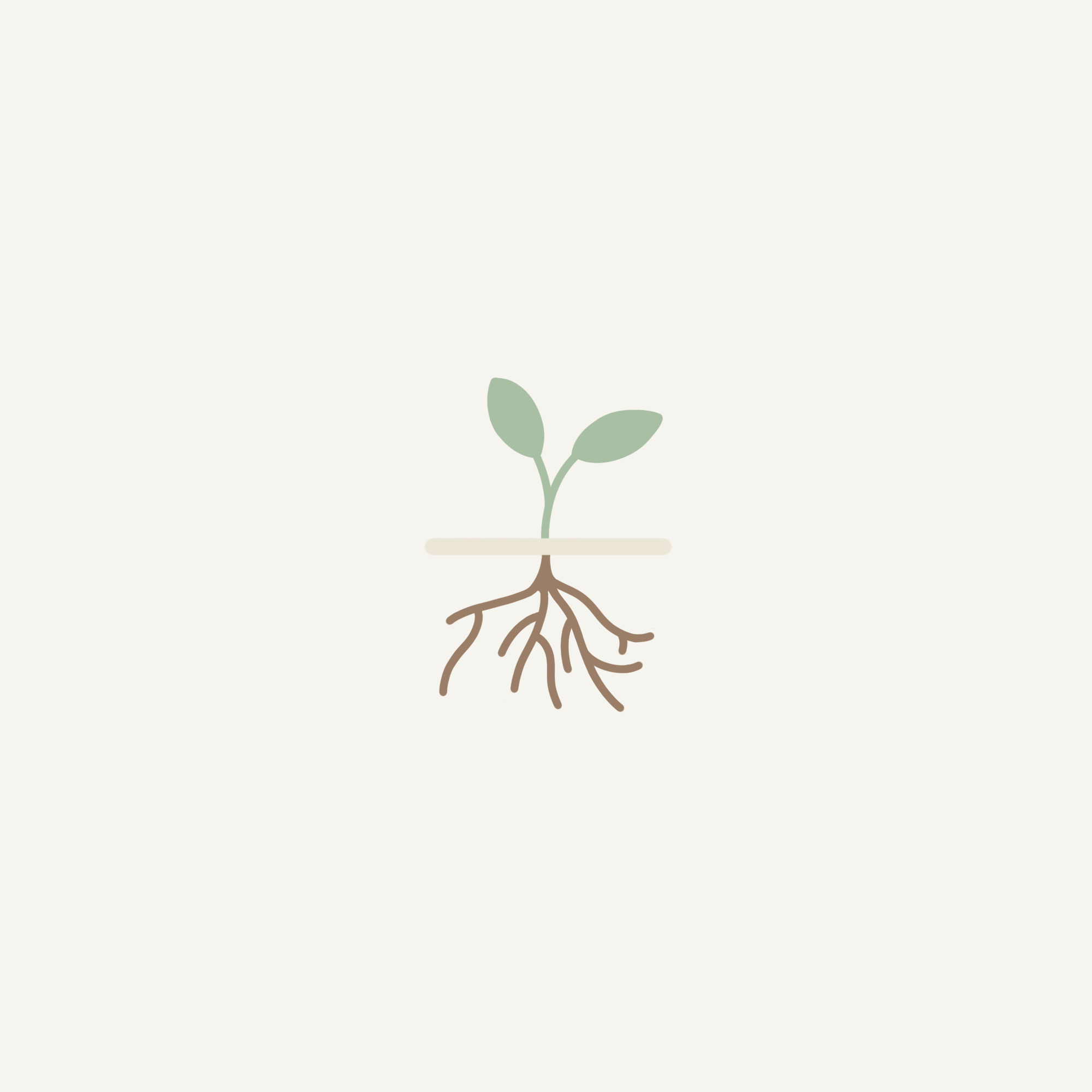 Minimal symbol drawing representing visible and growth beneath the surface on a neutral background 