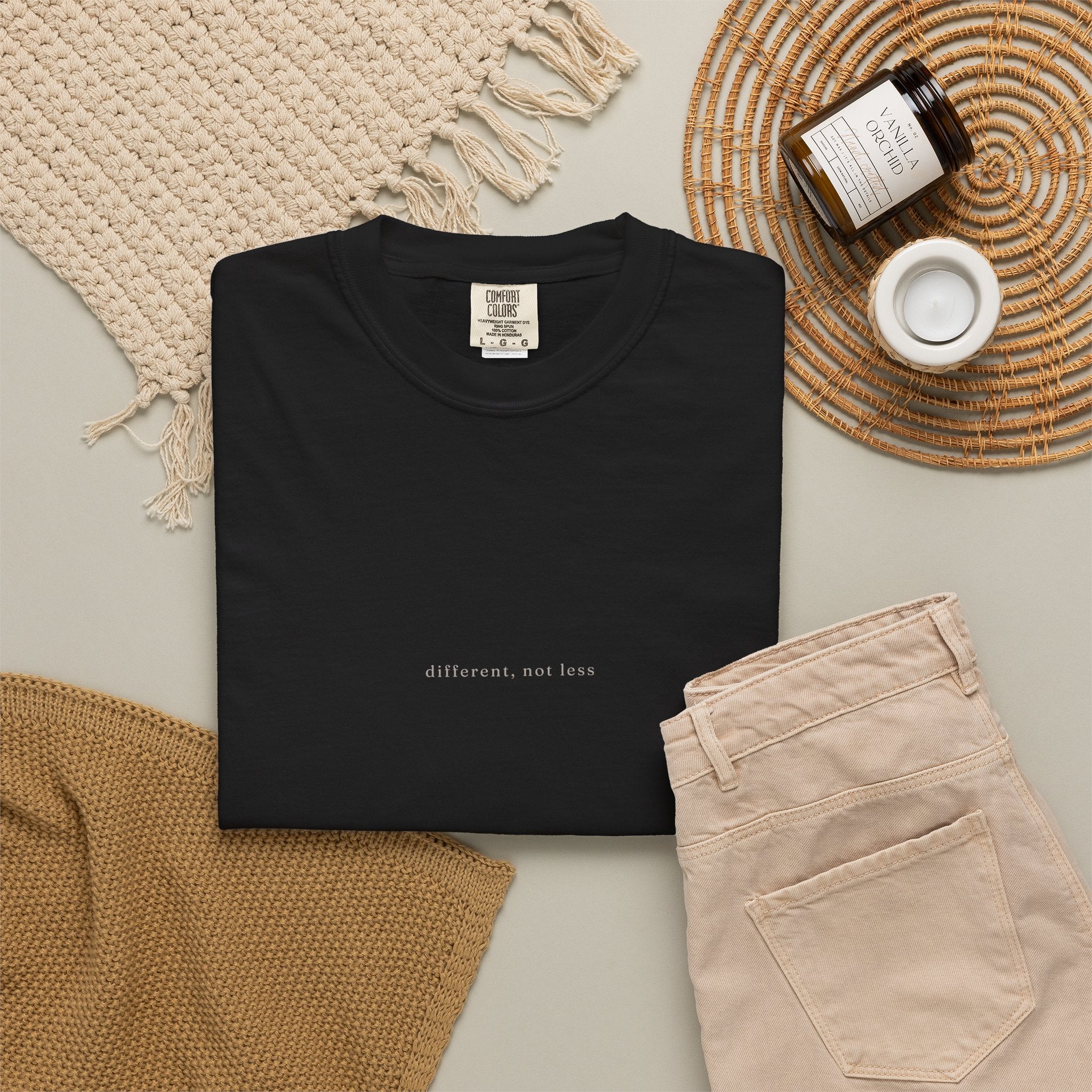 Different Not Less Text T-Shirt