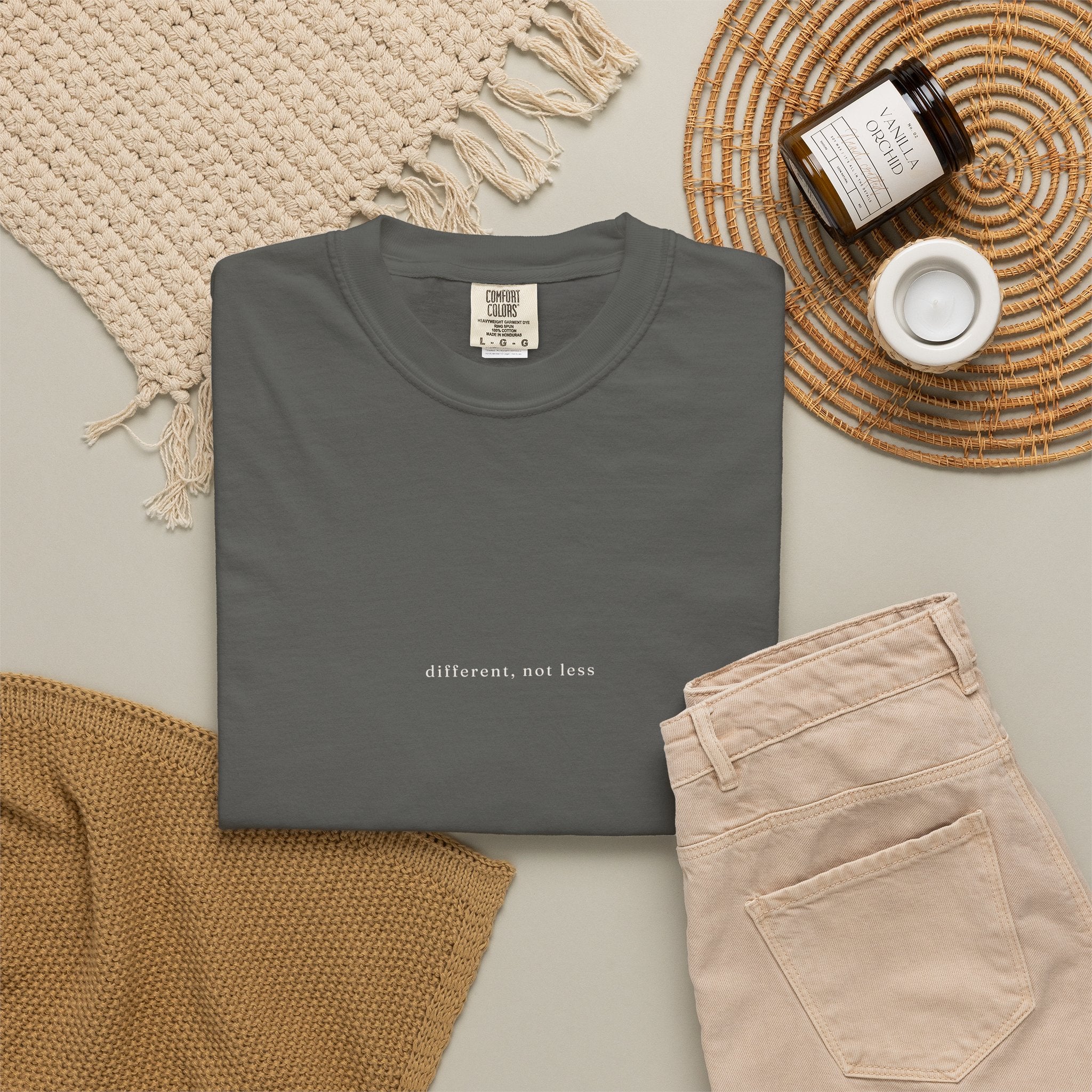 Different Not Less Text T-Shirt